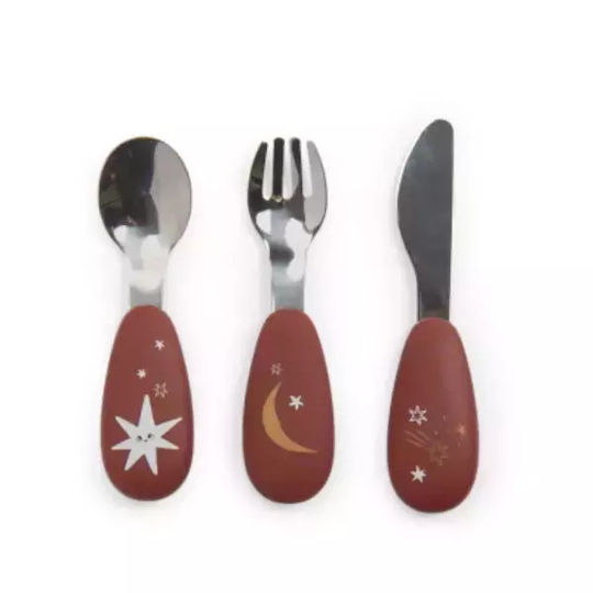 Moulin Roty Baby Cutlery Set made of Silicone for 9+ months Red 3pcs