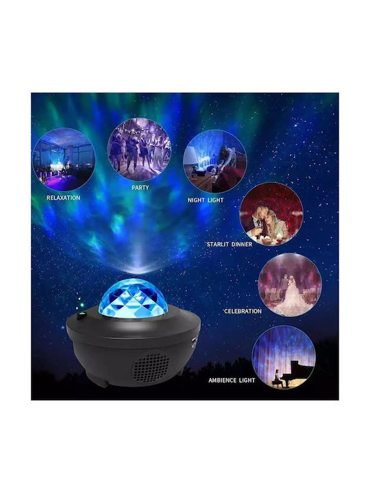 ACP Led Παιδικό Φωτιστικό Projector Μαύρο 11x11x16εκ.