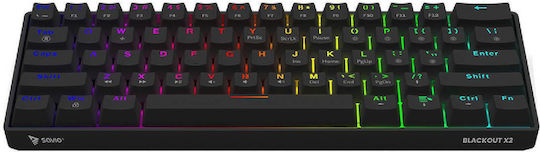 Savio Blackout X2 Gaming Mechanical Keyboard 60% with Outemu Red switches and RGB lighting (English US)