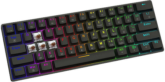 Savio Blackout X2 Gaming Mechanical Keyboard 60% with Outemu Brown switches and RGB lighting (English US)