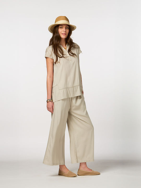 Women's Fabric Trousers Beige