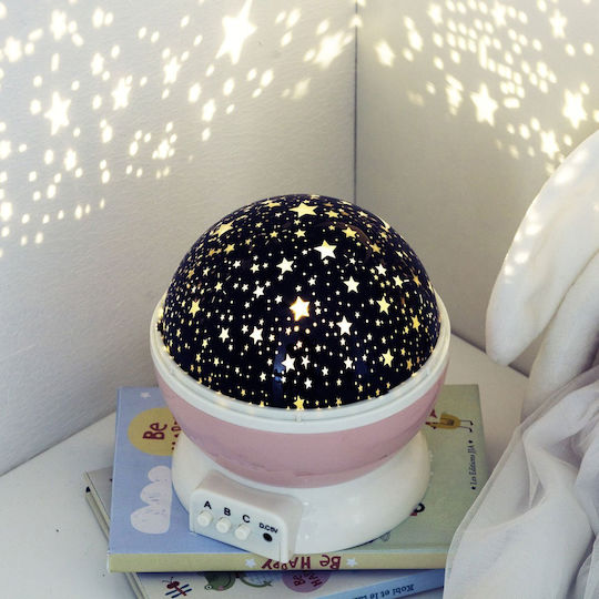 Rotating Kids Projector Lamp with Star Projection Pink 14εκ.