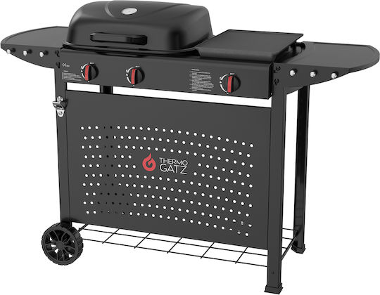 Thermogatz GS GRILL 2 + Plancha Ψησταριά Υγραερίου με 2 Εστίες 5kW και Πλαϊνό Μάτι 3kW