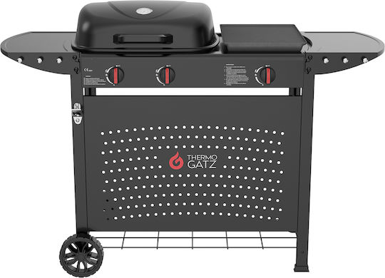 Thermogatz GS GRILL 2 + Plancha Ψησταριά Υγραερίου με 2 Εστίες 5kW και Πλαϊνό Μάτι 3kW