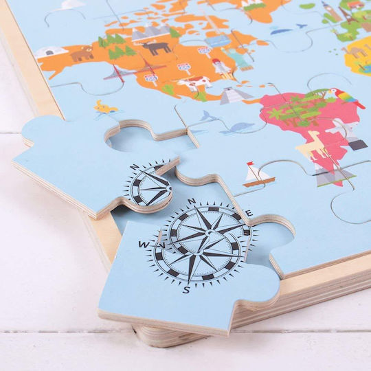 Lemnos Puzzle pentru Copii Hartă Mondială pentru 3+ ani+ Ani 35buc Big Jigs