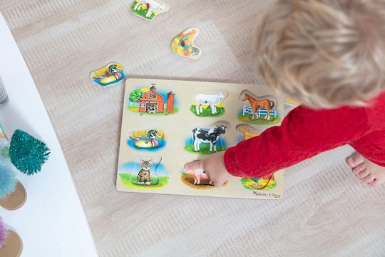 Дървено Детски Пъзел с Шипове Ферма за Над 2 години+ Години 9бр Melissa & Doug