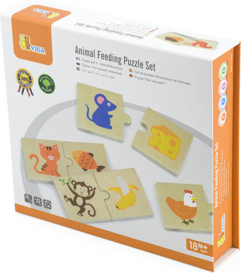 Wooden Kids Peg Puzzle What Do the Animals Eat 30pcs Viga Toys