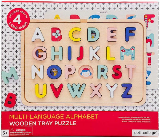 Holz Kinder Steckpuzzle Alphabetbuch Mehrsprachig für 3+ Jahre 26pcs Petit Collage