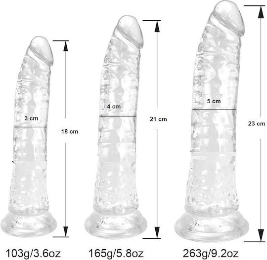 SMD Vanguard Set of 3 (18 / 21 / 23cm) Glass Dildo With Suction Cup Clear