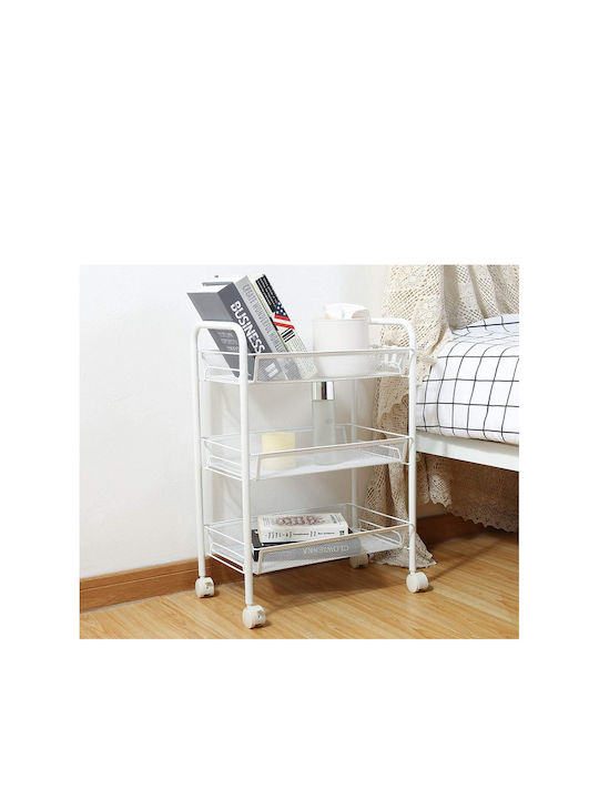 Verk Group Metallic Kitchen Trolley 3 Tiers White 44x27x64cm