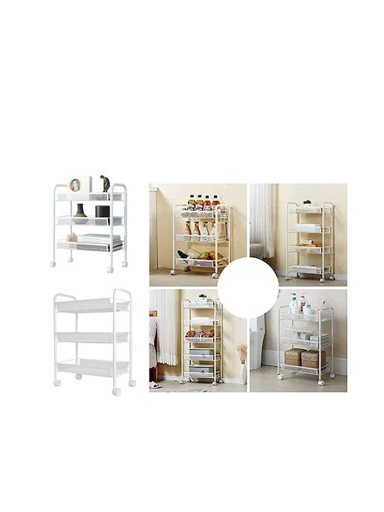 Verk Group Metallic Kitchen Trolley 3 Tiers White 44x27x64cm