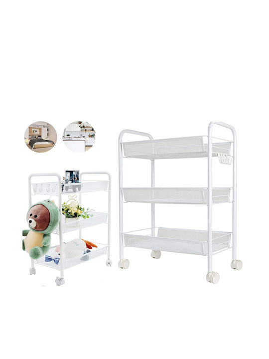 Verk Group Metallic Kitchen Trolley 3 Tiers White 44x27x64cm