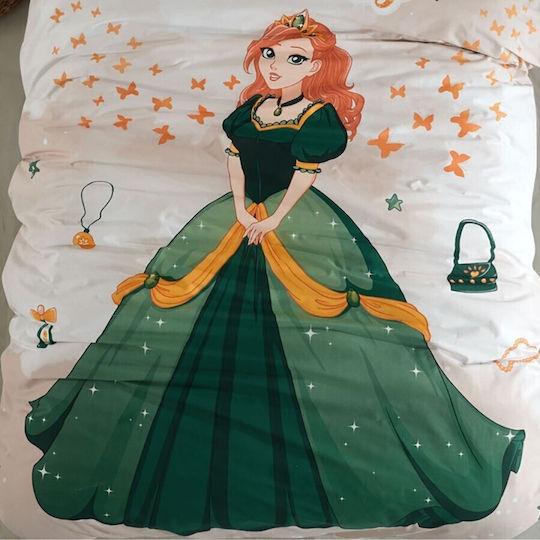 Pucioasa Set Cearceaf Pentru Copii Single Verde