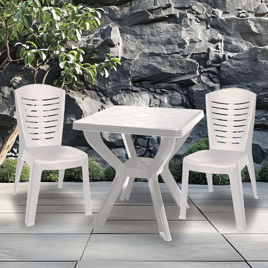 Et Plast Tabelul Plastic pentru Camping Pliabil 70x70x70cm Alb