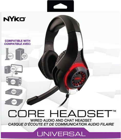 NYKO Căști Gaming Core Over Ear Cu Conectivitate 2x3,5 mm / 3,5 mm / USB Roșii Pentru Nintendo Switch / PC / PS4 / PS5 / XBOX