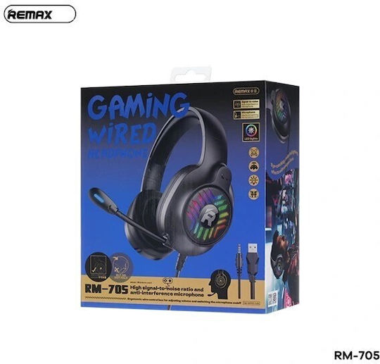Remax RM-705 Over Ear Gaming Headset cu conexiune 2,5mm / USB Negru