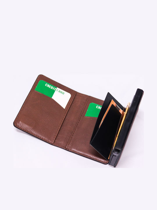 Ανδρικό Πορτοφόλι με RFID και Μηχανισμό Slide Καφέ
