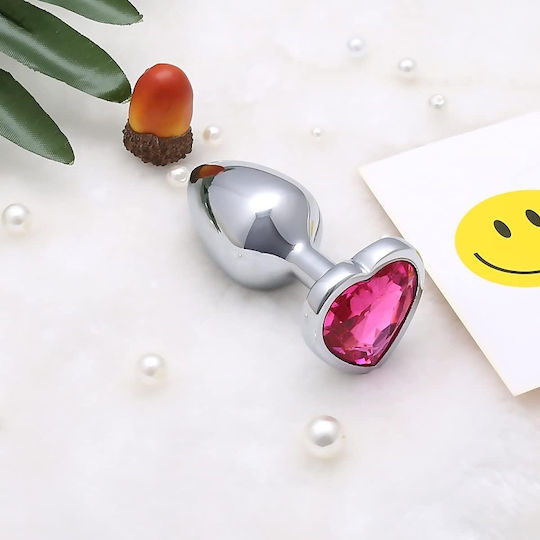 Smd Butt Plug Πρωκτική Σφήνα S 7cm Silver Pink Heart