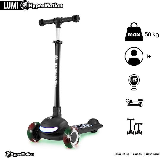 HyperMotion Kinderroller Klappbar 3-Rad mit Sitz für 12+ Monate Schwarz
