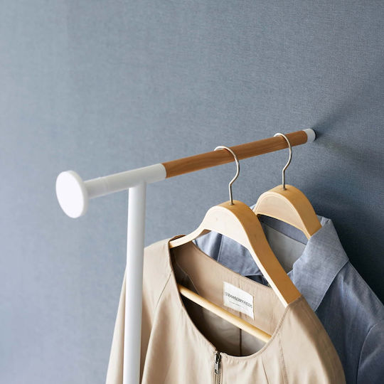 Yamazaki Wall Mounted Metallic Coat Rack White Tower 38.5x47x162cm