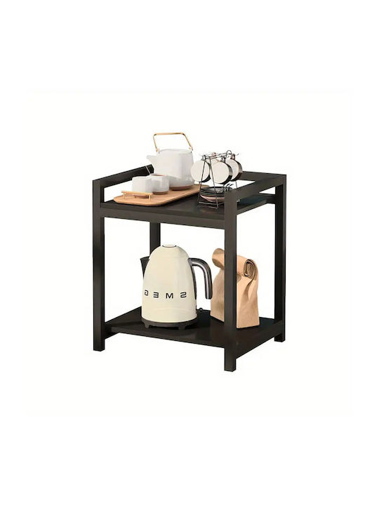 Wooden Bedside Table with Metal Legs Black 43x33x50cm