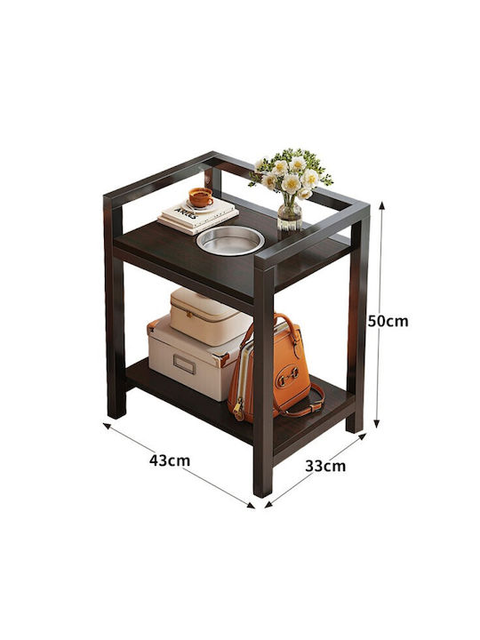 Wooden Bedside Table with Metal Legs Black 43x33x50cm