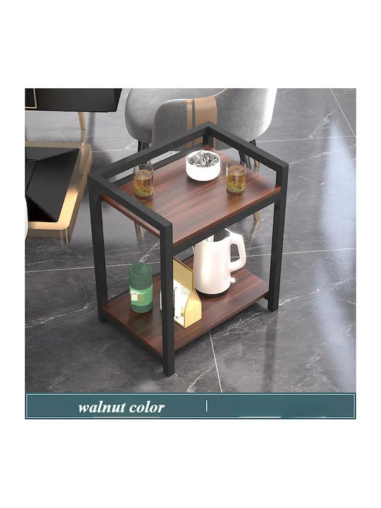 Wooden Bedside Table with Metal Legs Black 43x33x50cm