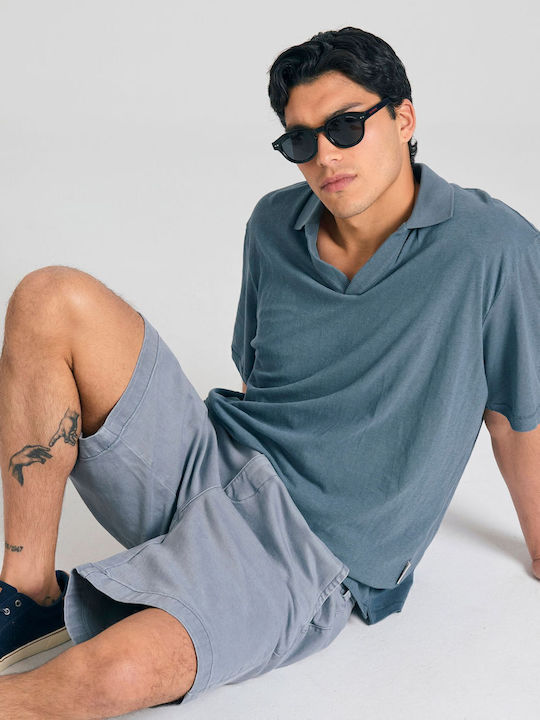 Polo Herrenbluse Kurzarm Steel-Grau FBM011-012-11-Steel-Grau