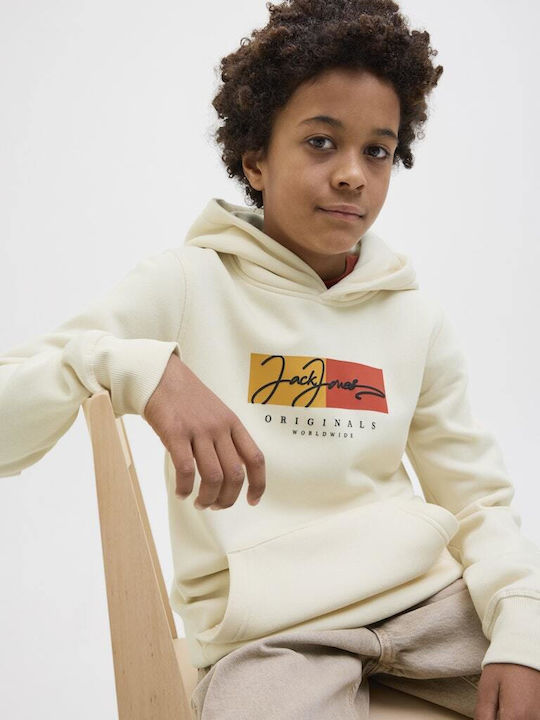 Kids Sweatshirt with Hood and Pockets Beige