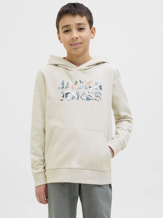 Kids Sweatshirt with Hood and Pockets Beige