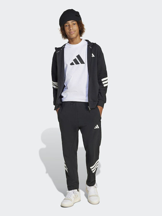 Kids Sweatshirt Cardigan With Hood And Pockets Black Future Icons 3-Stripes