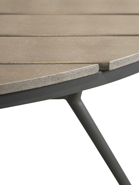 Masa pentru spații exterioare Polywood cu schelet din aluminiu Appa Cărbune de lemn 120x120x74buc