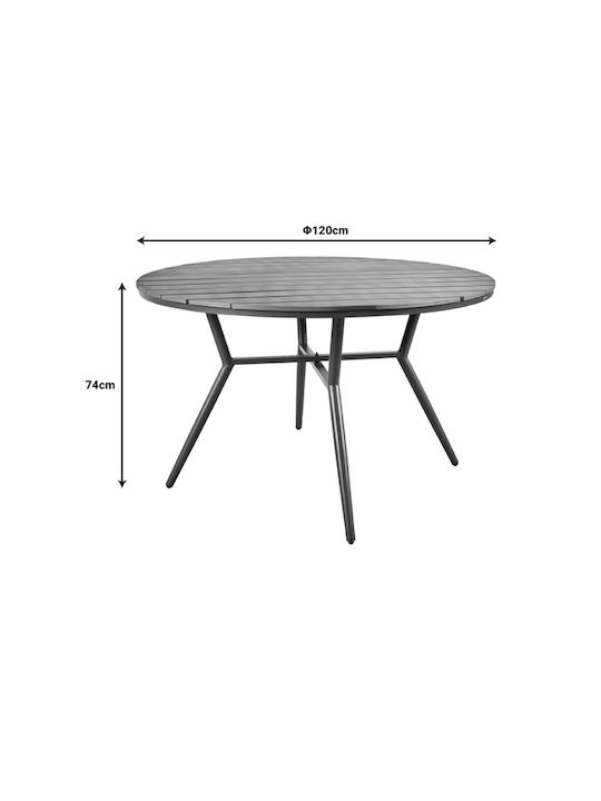 Masa pentru spații exterioare Polywood cu schelet din aluminiu Appa Cărbune de lemn 120x120x74buc