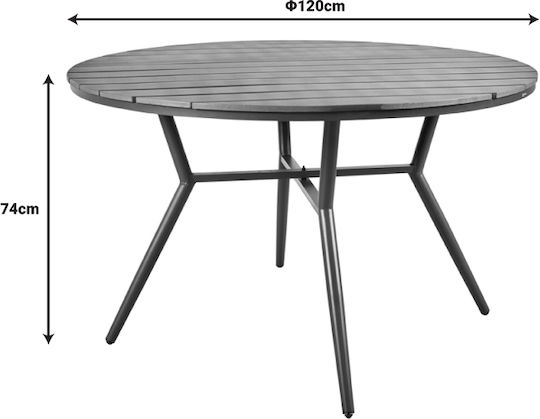 Tisch Stabil Appa Anthracite 120x120x74cm