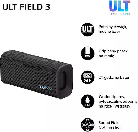 Sony ULT FIELD 3 Wasserdicht Bluetooth-Lautsprecher 27W mit Akkulaufzeit bis zu 24 Stunden Schwarz