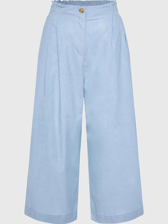 Women's Fabric Trousers Loose Fit Light Blue