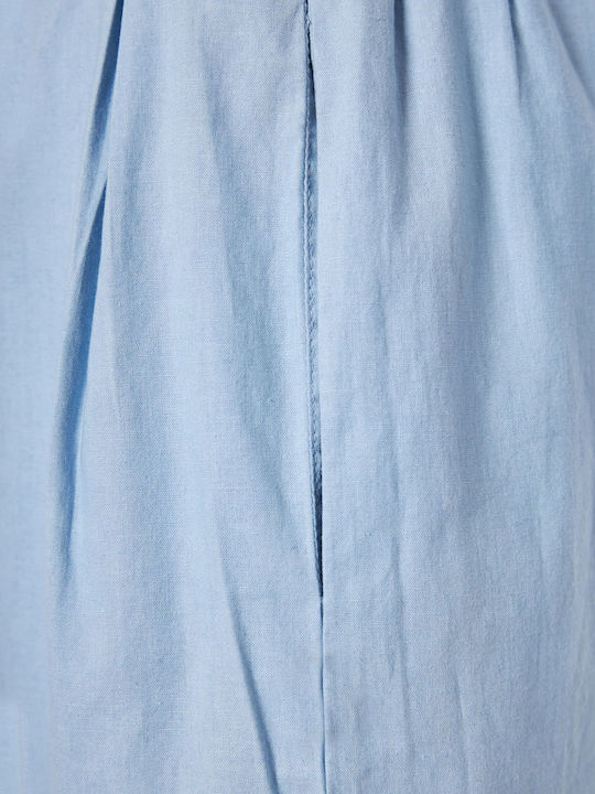 Women's Fabric Trousers Loose Fit Light Blue