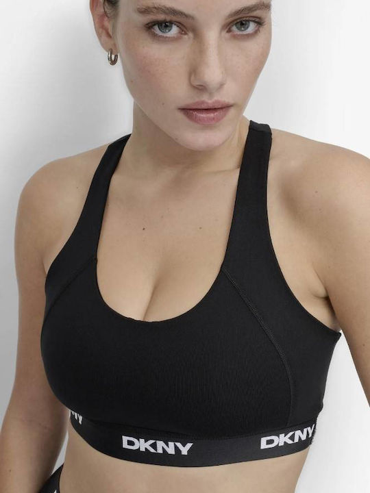 Dp5t1184-blk Dkny Logo Elastic Scoop Neck Racerback Bra Black Color Dp5t1184-blk Dkny Logo Elastic Scoop Neck Racerback Bra Black Color
