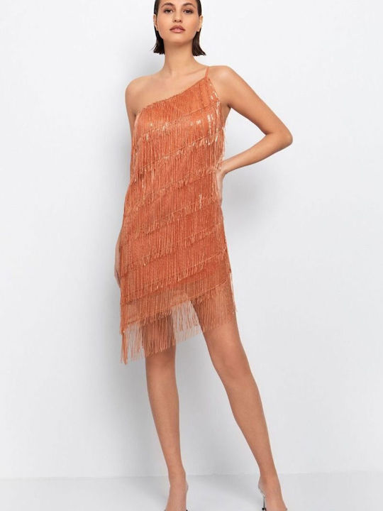 Summer Mini Evening Dress Peach