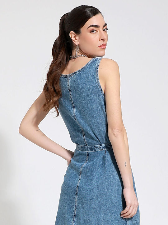 Summer Mini Denim Dress Blue
