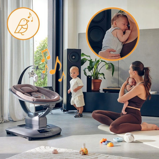 Lionelo Elektrisch Baby Relax Blossom mit Musik Pink Mauve für Kind bis 9kg