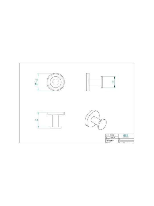 Verdi Single Wall-Mounted Bathroom Hook ​4.4x4.4cm Copper