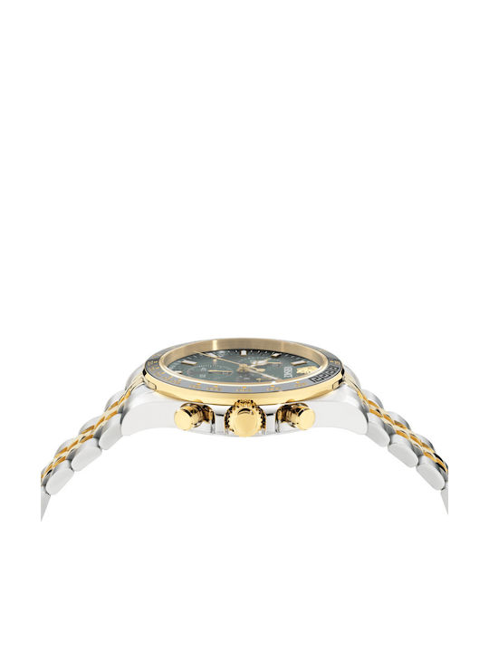 Versace Greca Ανδρικό Ρολόι Χρονογράφος Μπαταρίας με Χρυσό Μεταλλικό Μπρασελέ