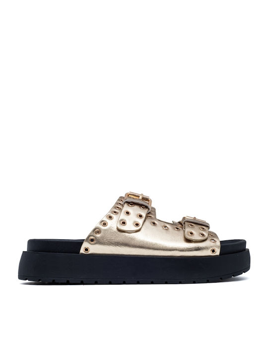 Flache Sandalen für Damen Flatforms in Gold Farbe