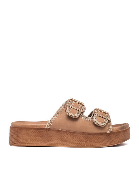 Flache Sandalen für Damen Flatforms in Braun Farbe