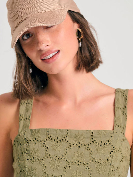 Γυναικείο Crop Top Βαμβακερό Χακί