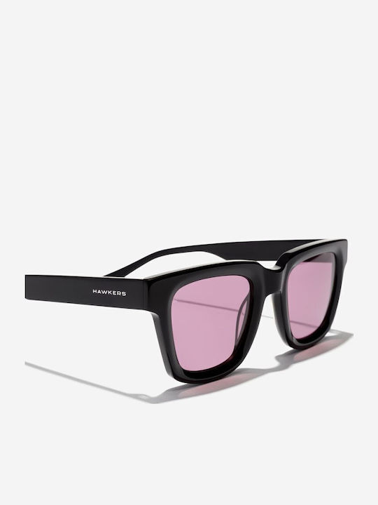 Hawkers Uptown Unisex Sunglasses with Black Horn-Rimmed Frame and Black Lenses