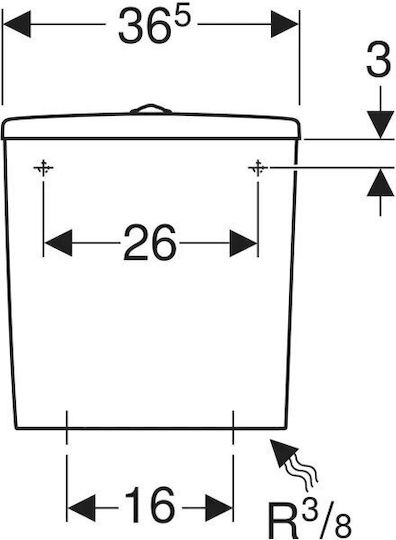Geberit Wall Mounted Plastic Low Pressure Rectangular Toilet Flush Tank White