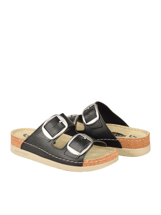 Women's Flat Sandals Anatomic in Black Color