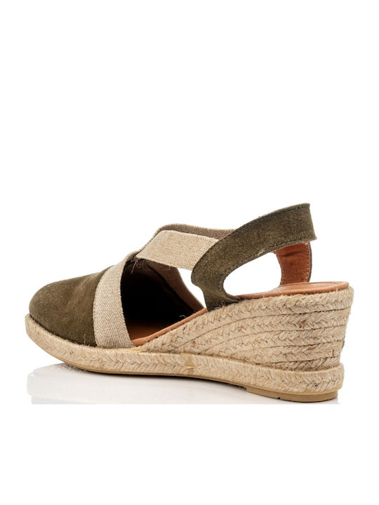Women's Leather Platform Espadrilles Green